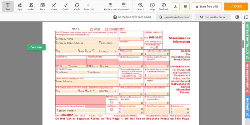 2022 IRS Tax Form 1099-MISC Laser 4 Recipients + 1096 – Greatland MISCS405 2UP 4pt